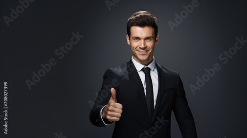 handsome businessman confidently displaying the OK sign, radiating positivity and approval.