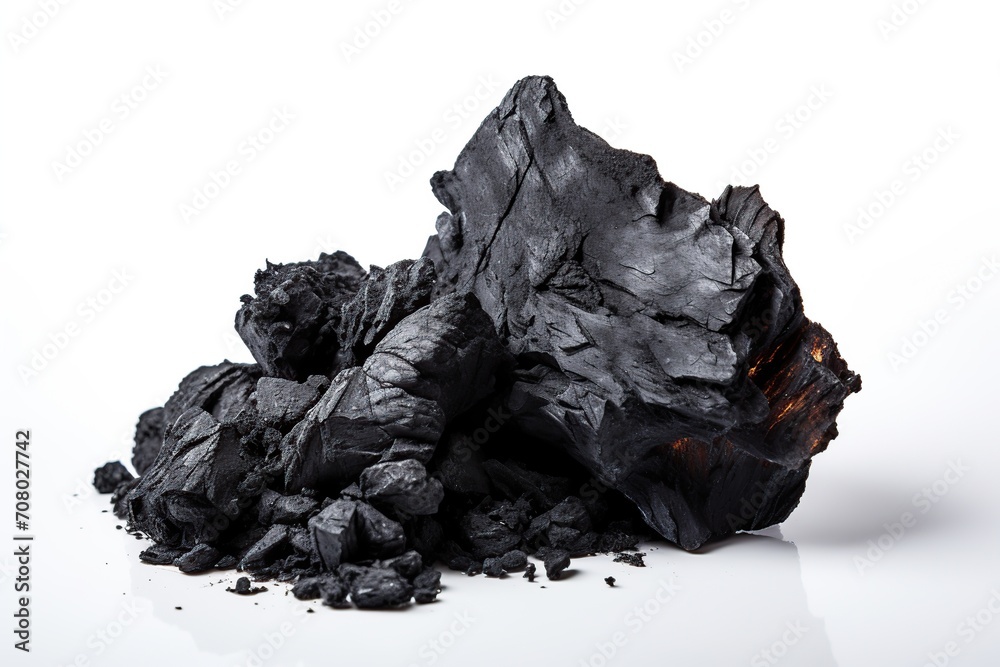 Smoldering coal isolated on white background Smoldering coal isolated on white background
