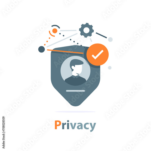 Privacy icon,personal protection sign, authentication security icon, secure confidentiality label image