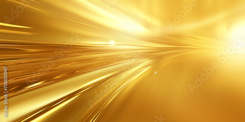Goldenes verzerrtes Licht mit Geschwindigkeit als Hintergrund im Querformat, für Banner, ai generativ photo