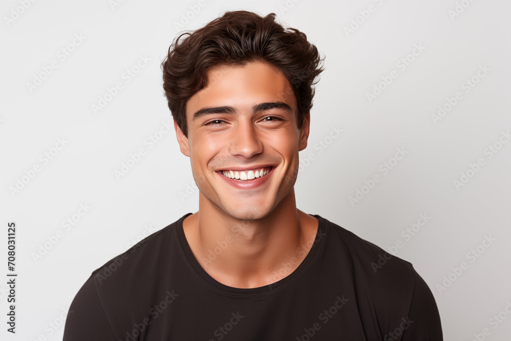 Hombre blanco guapo y joven posando para la cámara. Foto tipo carnet ...