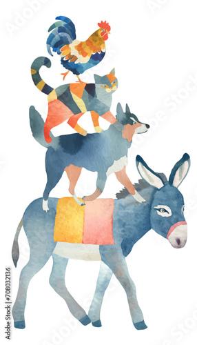 Cute watercolor animal sticker / element set, Hand drawn vector illustration collection

