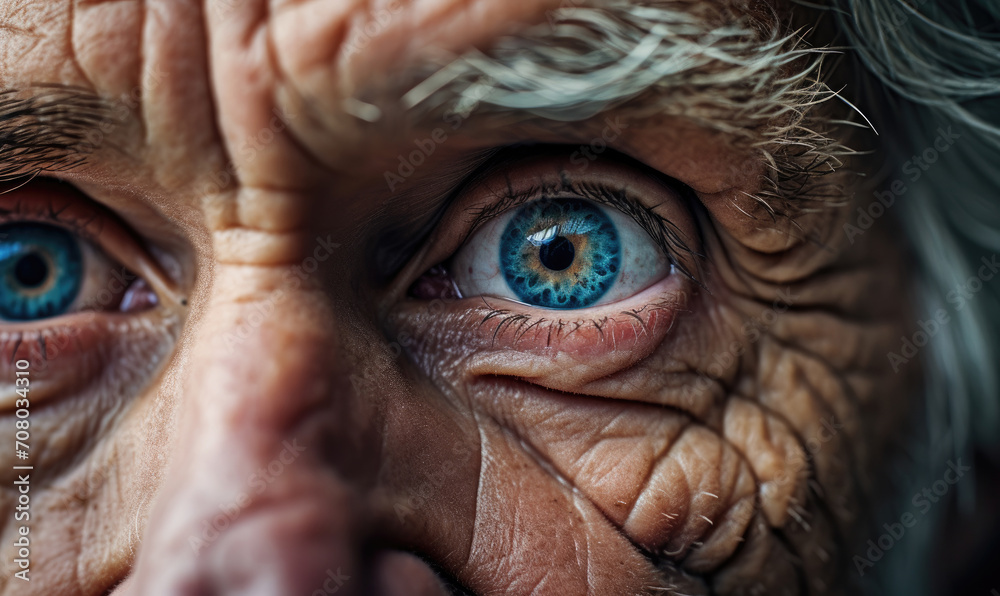 Close-up portrait of a senior person, highlighting the depth and wisdom in their eyes. Close-up portrait of a senior person, highlighting the depth and wisdom in their eyes.
