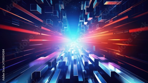 3D abstract square line speed background