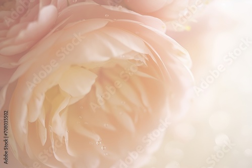 spring pastel rose peony petals in sunny garden © nnattalli