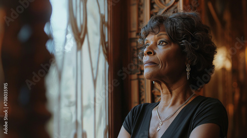 Older black woman in her expensive mansion alone
