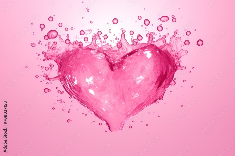 pink heart gel with drops on pink background. love is romantic. feelings. expression