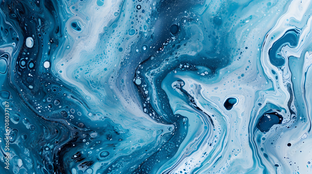 Liquid marble background blue tones fluid art decorative pattern template - obrazy, fototapety, plakaty 