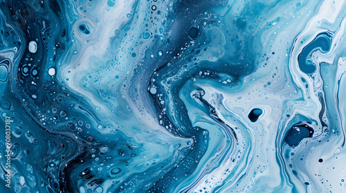Liquid marble background blue tones fluid art decorative pattern template