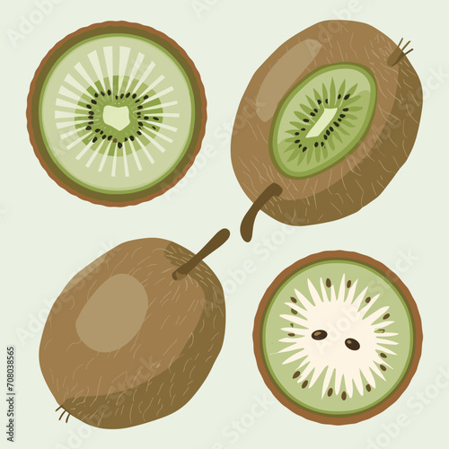 set of kiwi fruits