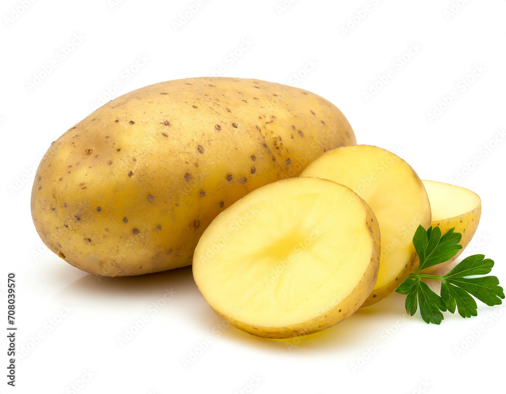 Kartoffeln aufgeschnitten isoliert auf weißen Hintergrund, Freisteller