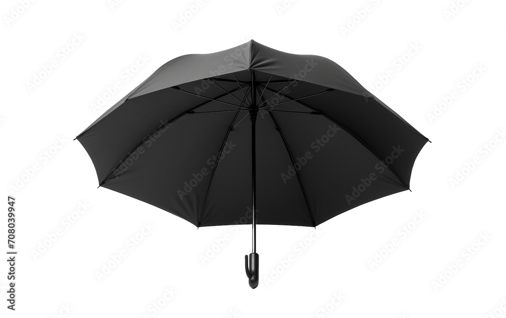 Isolated Classic Black Folding Umbrella Isolated on Transparent Background PNG.