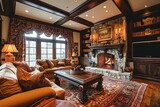 Family room with fireplace