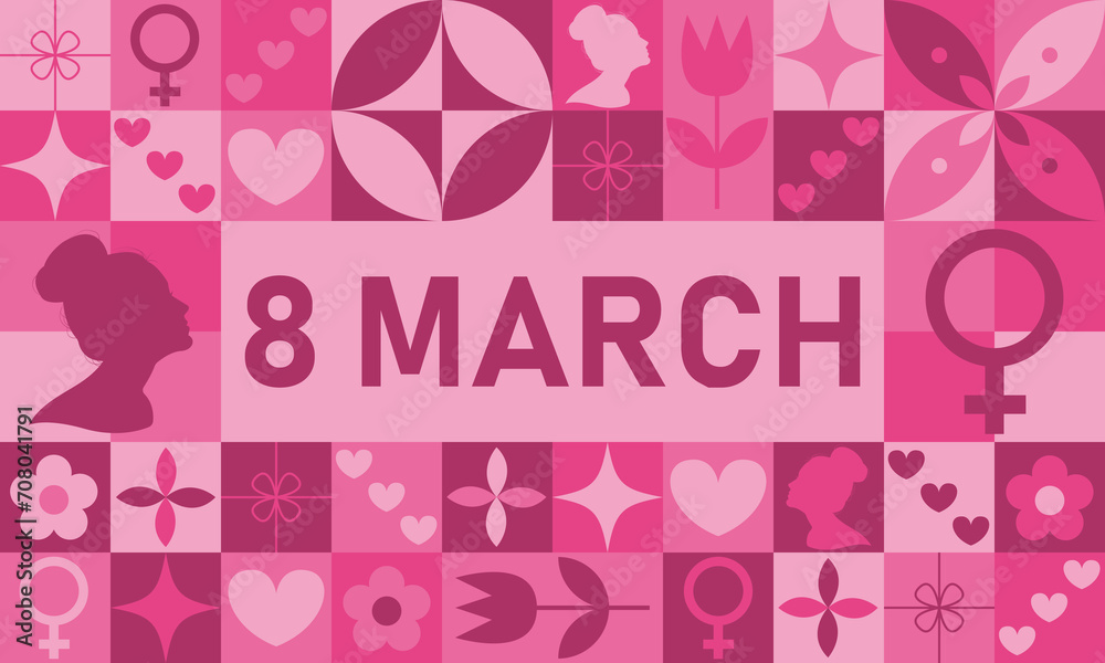International womens day abstract background. 8 march modern neo geometric poster. Vector illustration International womens day abstract background. 8 march modern neo geometric poster. Vector illustration