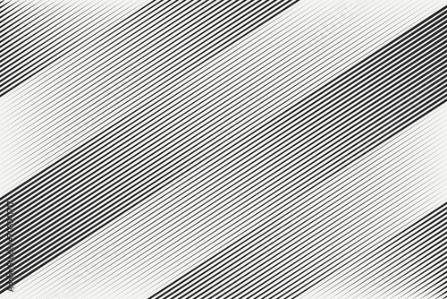 Black slant parallel dynamic random gradient stroke speed lines isolated on a white background. Minimalist abstract halftone fast stripes pattern. Geometric vector illustration photo
