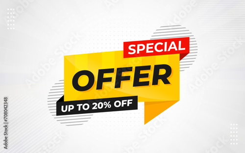 Special offer sale promotion design. Sale banner limited in time up to 20% off