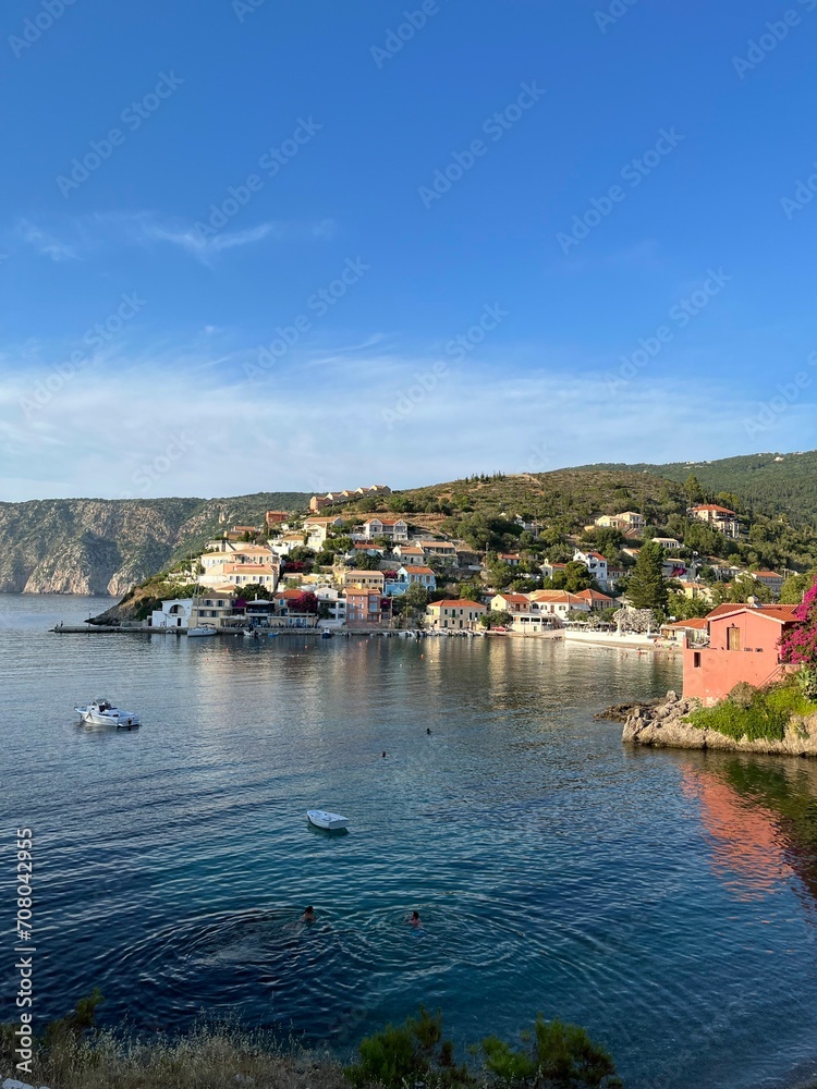 Assos village, Kefalonia island, Greece. Beautiful village on the Ionian Sea