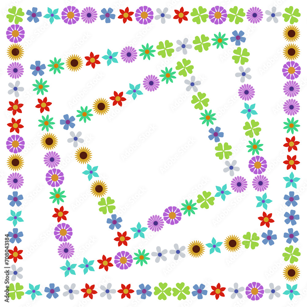 Colorful flower frame background. 3d rendering.	