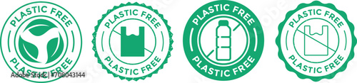 Plastic free. 100% Biodegradable and compostable icon. Round green symbol.. Information label. Vector illustration.