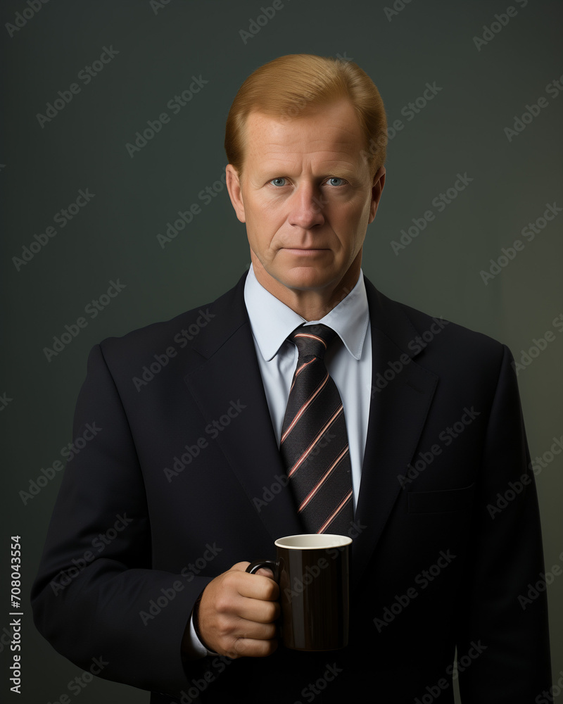 businessman with coffee and black coat and tai businessman with coffee and black coat and tai
