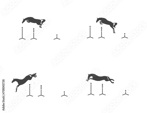 Free jump horses, vector silhouettes