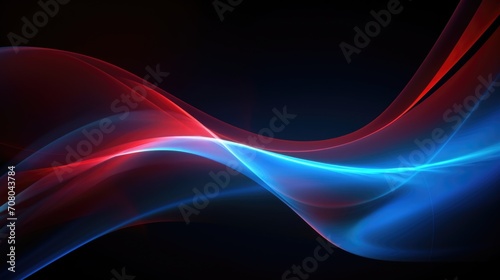 abstract blue and red waves on black background, vector illustration. AI generated