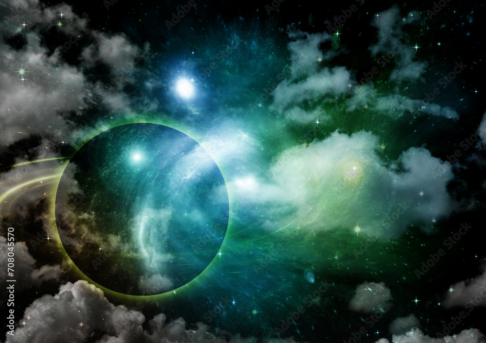 galaxy in a free space. 3D rendering