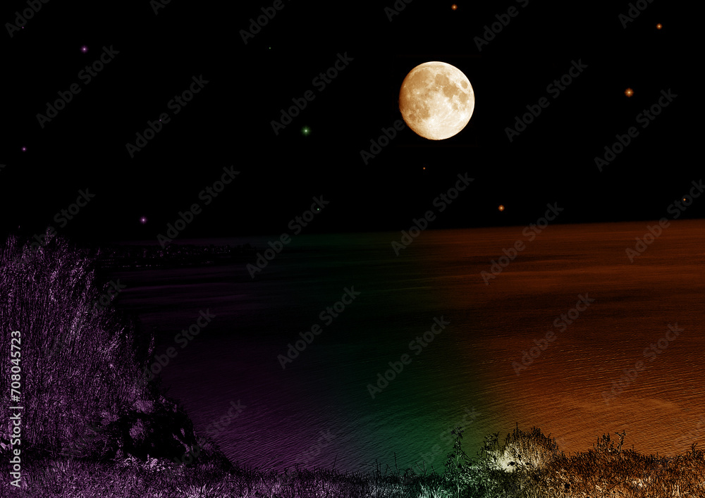 moon reflected in the sea