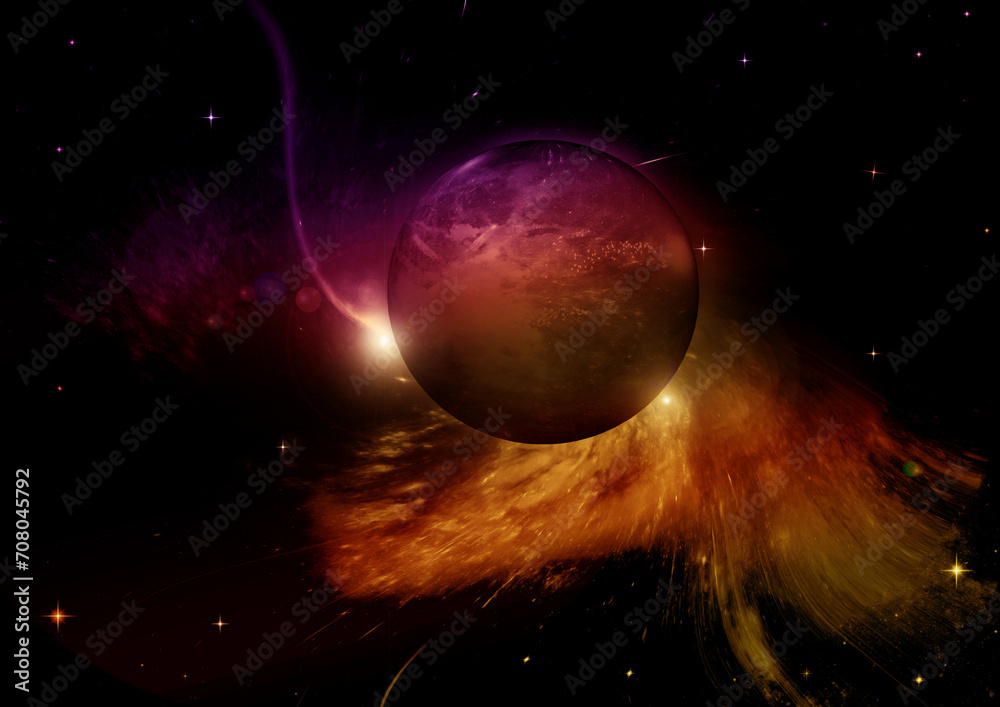galaxy in a free space. 3D rendering