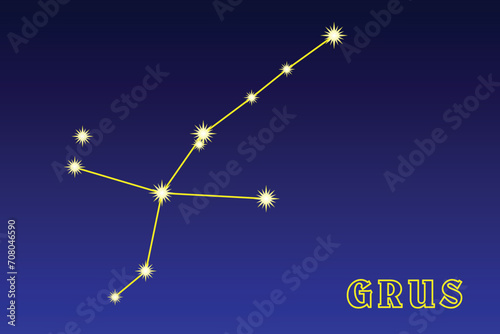 Constellation Grus. Constellation Crane. Illustration of the constellation Grus. Constellation of the southern hemisphere of the sky. The brightest star of Alnair, contains 53 stars photo