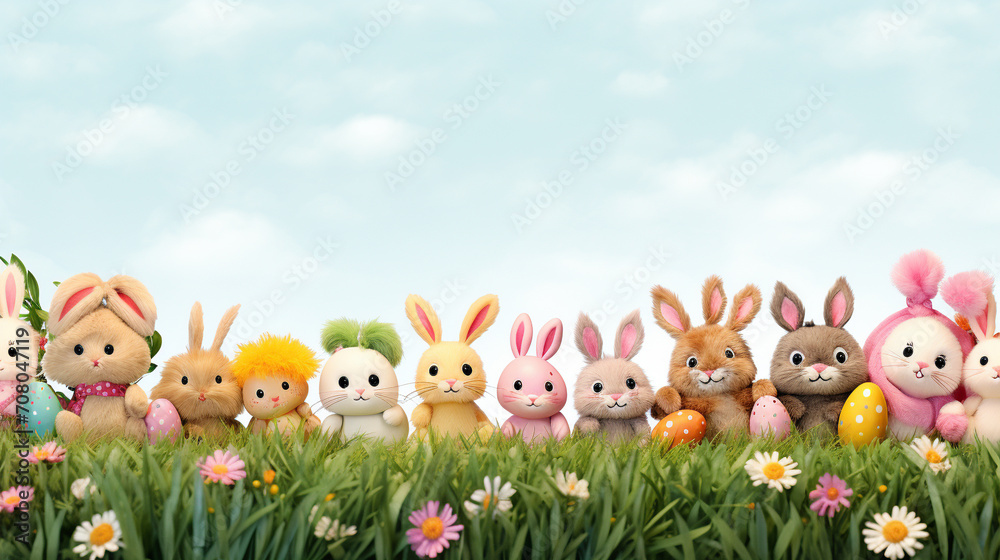 Naklejka premium easter bunny with eggs