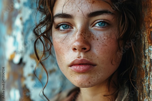 This close-up photo captures the intricate patterns of freckles adorning the face of a person. The freckles form unique constellations, emphasizing the natural beauty of the individual photo
