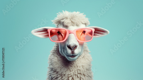 Creative animal concept Sheep lamb in sun glass