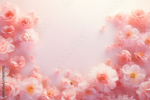 A vibrant bunch of pink flowers gracefully arranged on a pristine white background, creating a harmonious and elegant display of natures beauty © AI Exclusive 