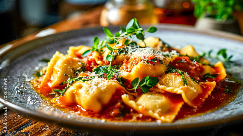 agnolotti filled with tender rabbit meat, served in a savory shiitake