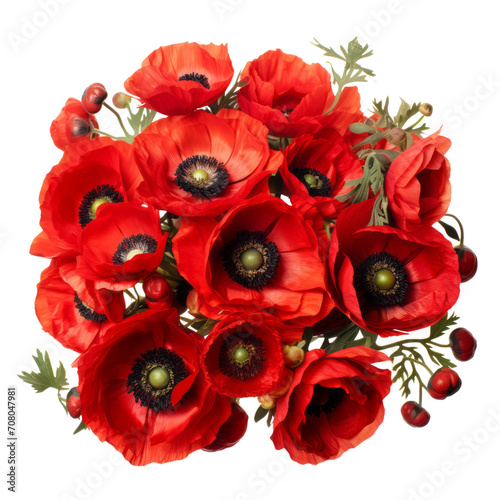 bouquet of poppies signifies consolation and remembrance..