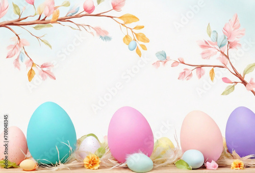 Easter eggs and spring decor. AI
 photo