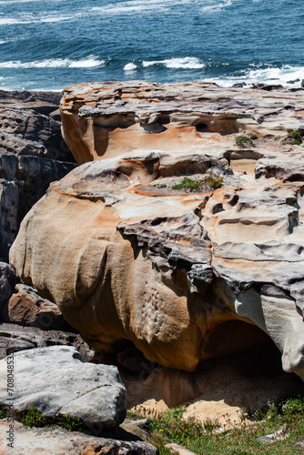 Detail of a paramoudra on the cliffs of Jaizkibel photo