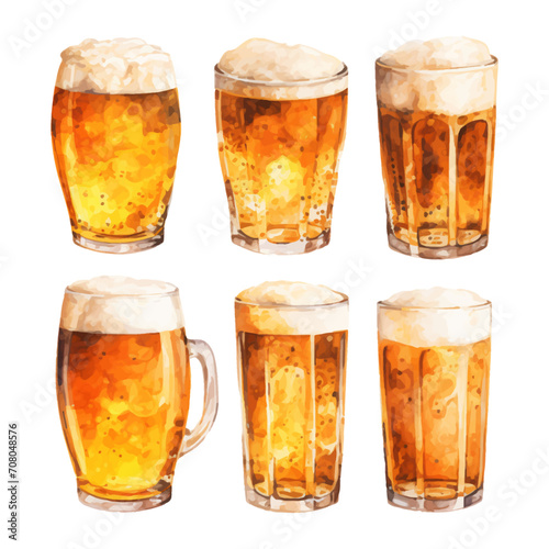 Wallpaper Mural watercolor painting of glass of beer Torontodigital.ca