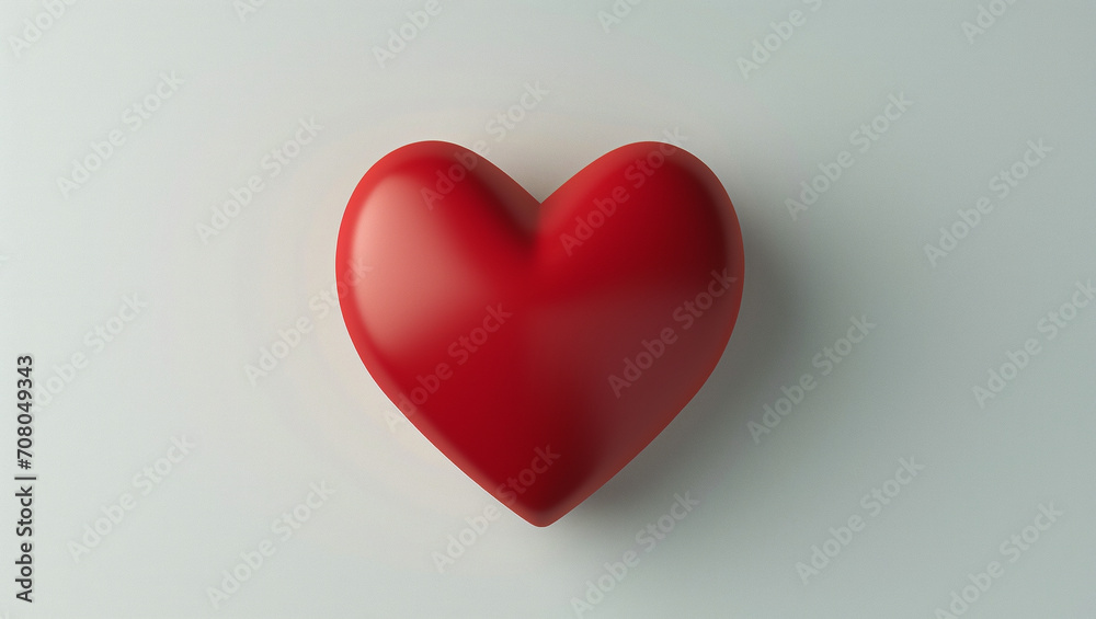 Red heart in the center on a white background. Love, care and relationships. Valentine's Day.