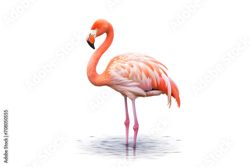 pink flamingo isolated on white - Generative AI