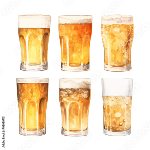 watercolor painting of glass of beer