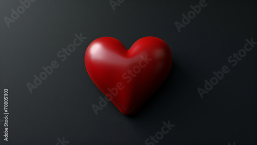 Red heart on a black background. Stylish image. 8 march and Valentine s day. 3D render.