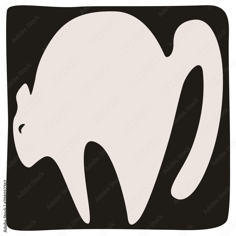 The cat is angry. The white kitten is scared. Graphics. Vector illustration.
