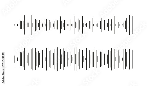 Set of voice message template. Equalizer symbols. Audio chat speech sound wave icons. Elements for mobile messenger, podcast online radio interface, music player or app. Waveform patterns. Eps.