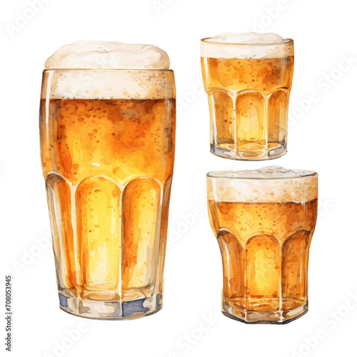 watercolor painting of glass of beer