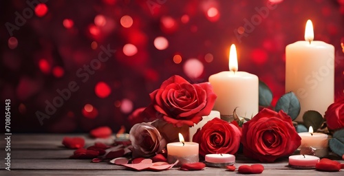 candle and rose petals
