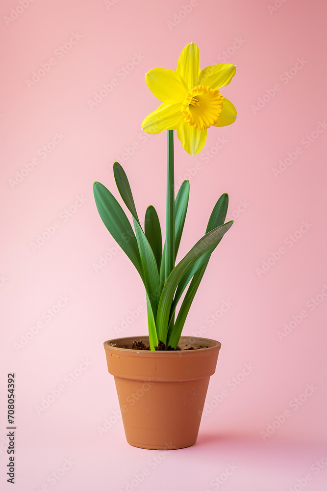 image of daffodil flower on isolated plain background