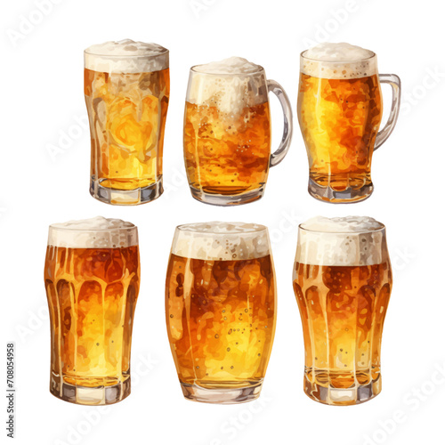 Wallpaper Mural watercolor painting of glass of beer Torontodigital.ca