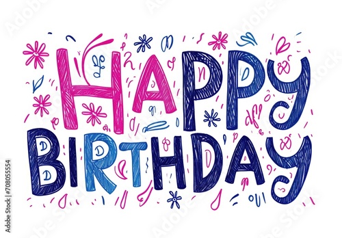 colorful happy birthday text isolated on a white background Generative AI